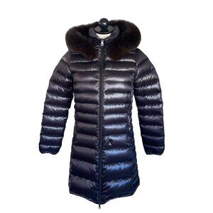 Duvetica Black Puffer Coat with Fur Trim
